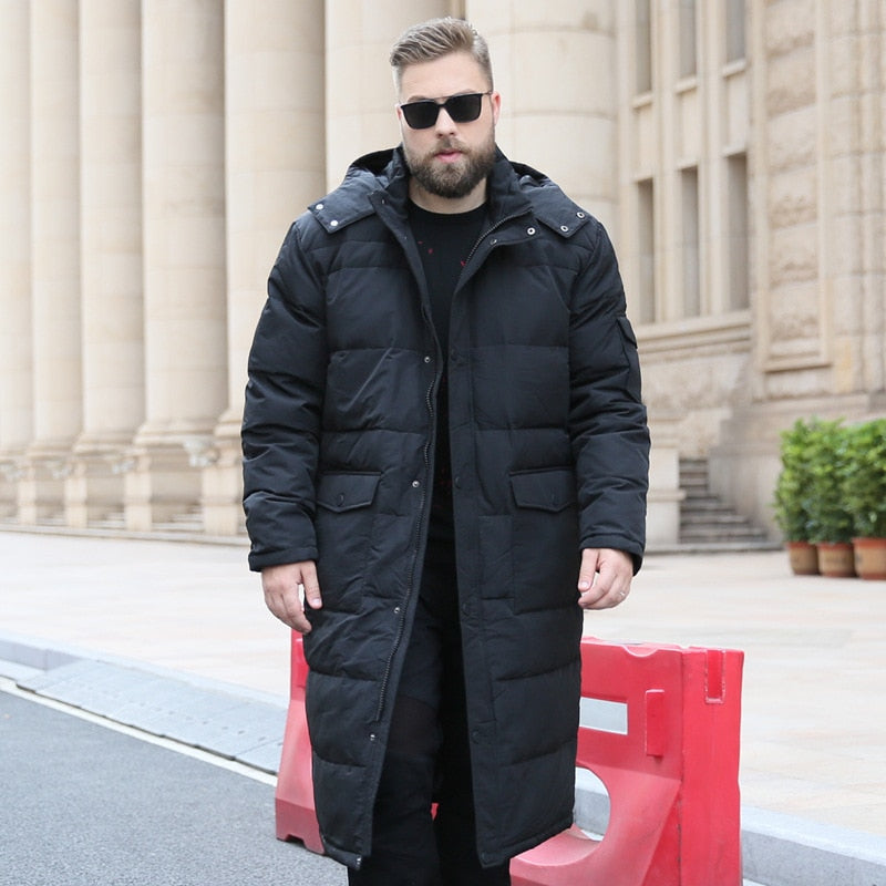 Extra Long Winter White Down Jacket Men 2020 86% Black Cargo Thick Coat Hooded Warm Male Plus Size 6XL 7XL 8X 9XL 10XL Clothing