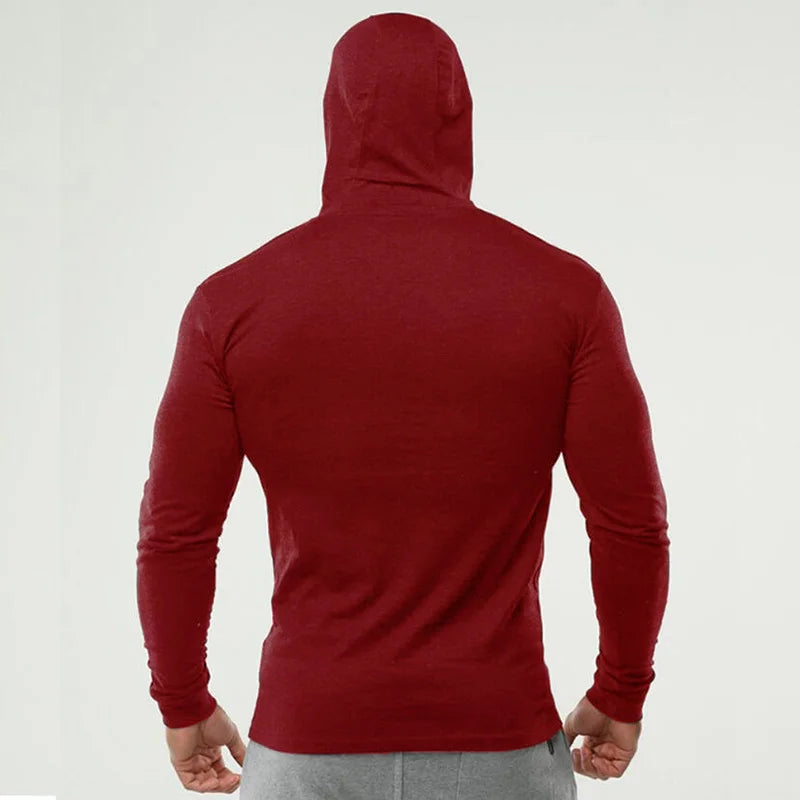 New Brand Bodybuilding T-shirt Hooded Men Gym Sweatshirts Long Sleeve Cotton Sportswear Fitness Clothing Muscle Tee Shirt