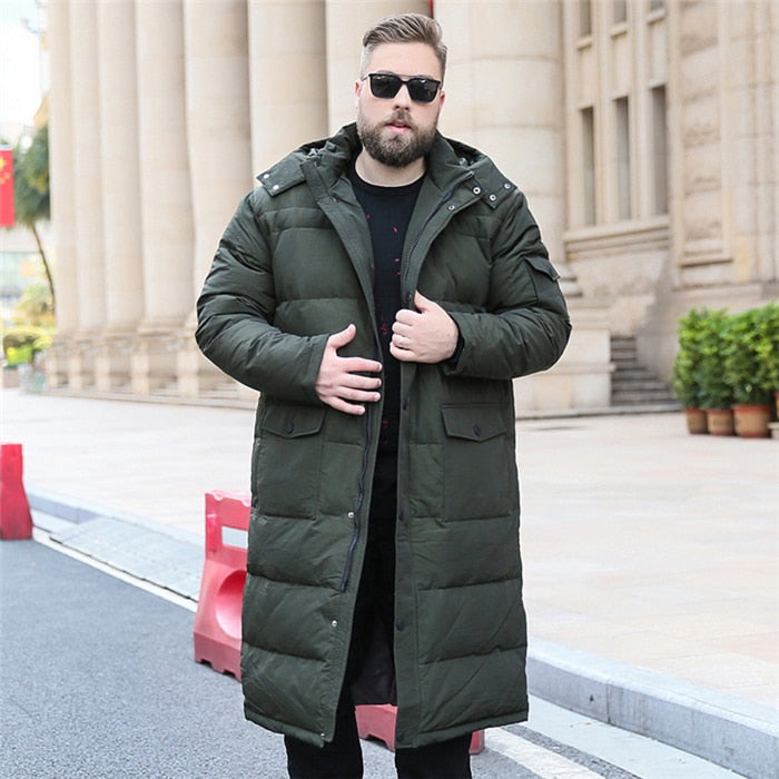 Extra Long Winter White Down Jacket Men 2020 86% Black Cargo Thick Coat Hooded Warm Male Plus Size 6XL 7XL 8X 9XL 10XL Clothing