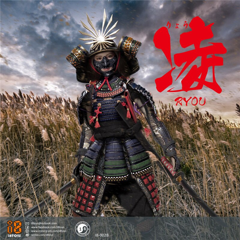 1/6 Scale Japan Samurai Female Warrior 2.0 12Inches Action Figure Red/Black Armor Version Model Collectible Display  I8-002 Ryou