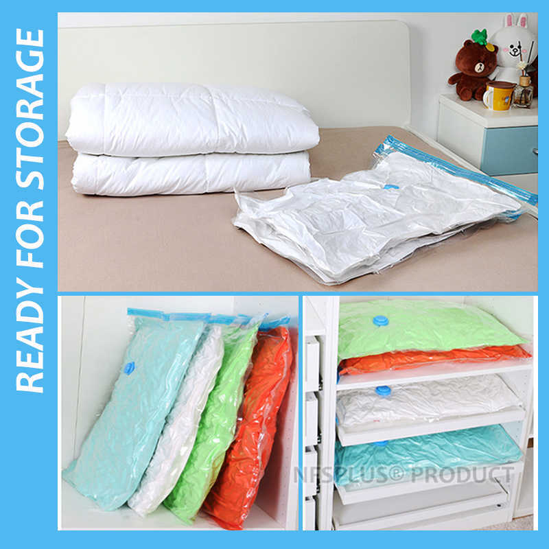 5PCS Vacuum Storage Bag for Cloth Quilt Under Bed Storage Underbed Wardrobe Transparent Air Pump Foldable Compressed Vacuum Bags