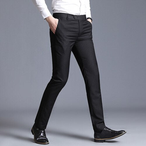 New Men Suit Pants Summer Men Dress Pants Straight Business Office Trousers Mens Formal Pants Classic Male Black Dress Trousers