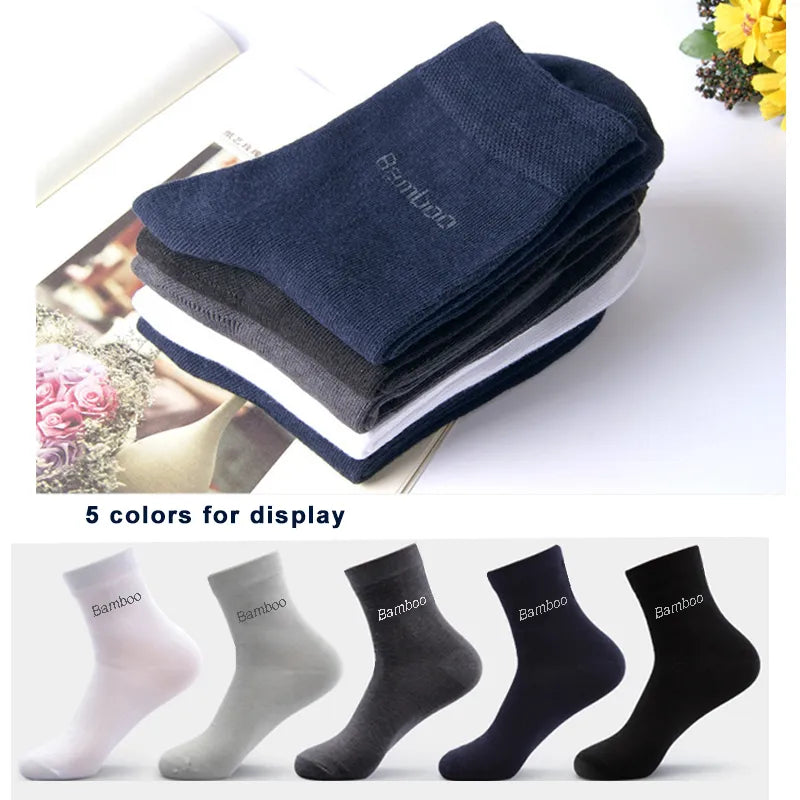 10Pairs/Lot Men Bamboo Socks Brand Comfortable Breathable Casual Business Men's Crew Socks High Quality Guarantee Sox Male Gift