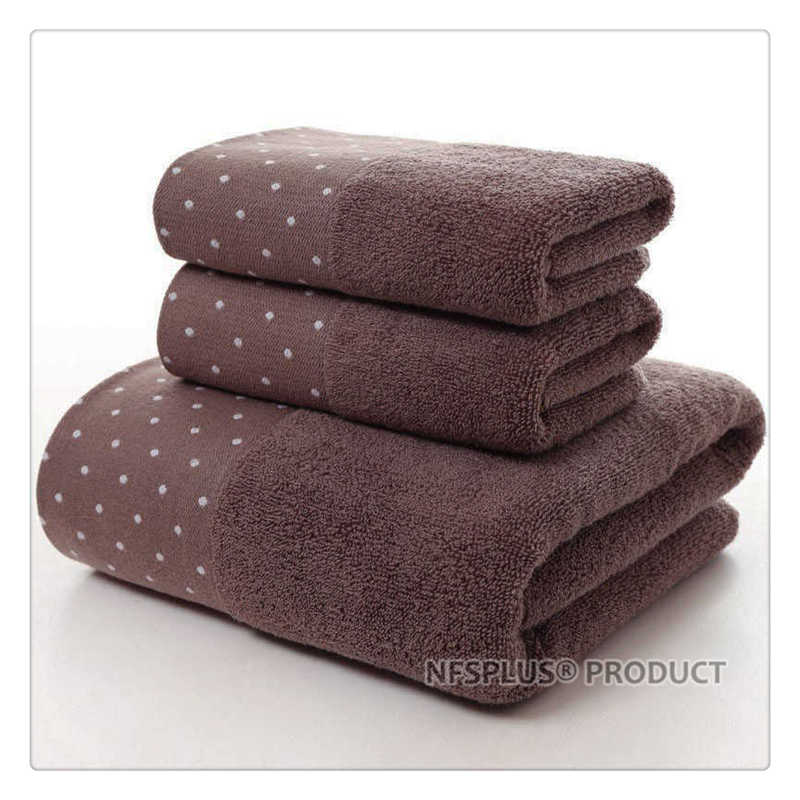 Cotton Bath Towel Set for Bathroom 2 Hand Face Towels 1 Bath Towel for Adult White Brown Grey Terry Washcloth Travel Sport Towel