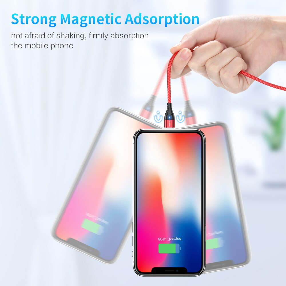 FLOVEME Magnetic Cable Micro USB Type C For iPhone Lighting Cable 1M 3A Fast Charging Wire Type-C Magnet Charger Phone Cable USB