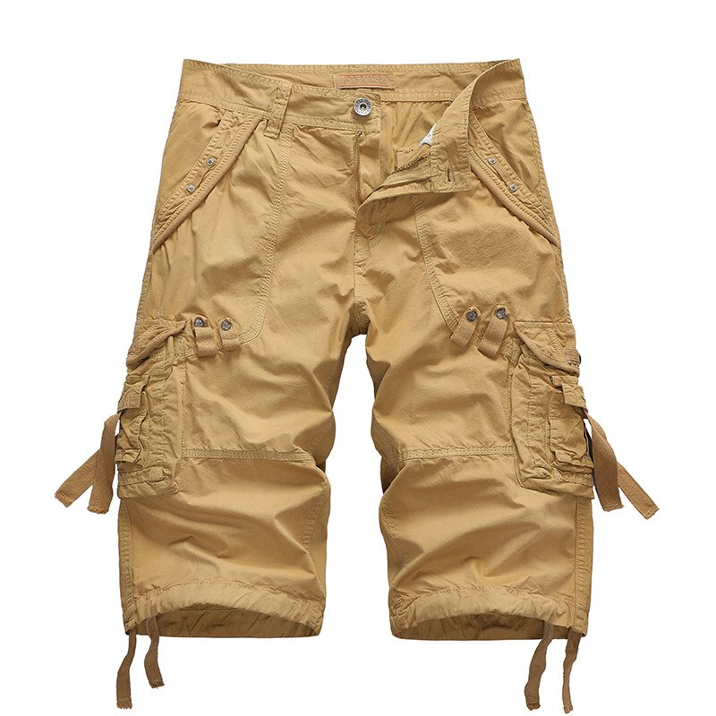 Summer Cargo Shorts Men Cotton Casual Outdoor Military Men's Shorts Multi-Pocket Fashion Calf-Length Pants Men Plus Size