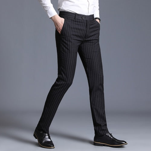 2023 Mens Suit Pants Fashion Business Casual Formal Suit Trousers Men Stripe Straight Men Dress Pant Trajes De Hombres De Vestir