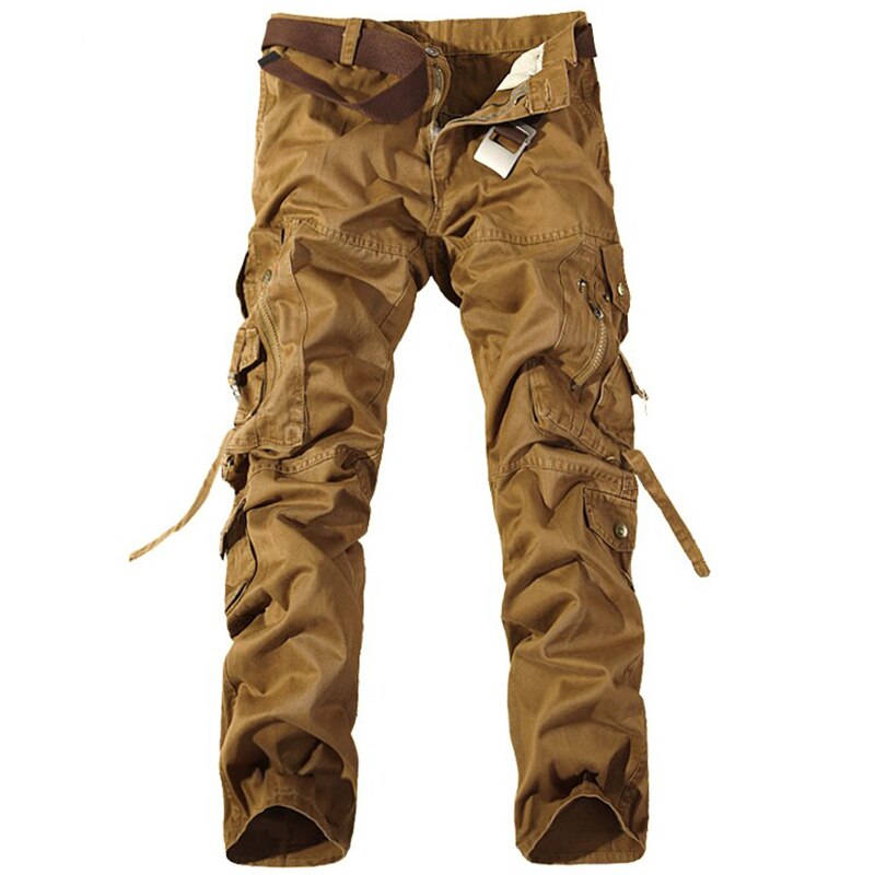 Men Cargo Pants Mens Casual Cotton Trousers Solid Men's Military Pants Overalls Multi Pockets Decoration Plus Size Without Belt