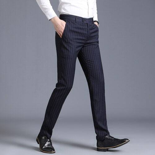 2023 Mens Suit Pants Fashion Business Casual Formal Suit Trousers Men Stripe Straight Men Dress Pant Trajes De Hombres De Vestir