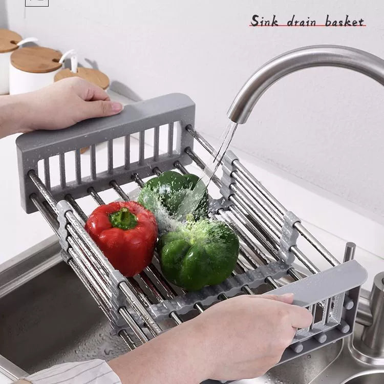 Dish Drainer Retractable Kitchen Storage Stainless Steel Sink