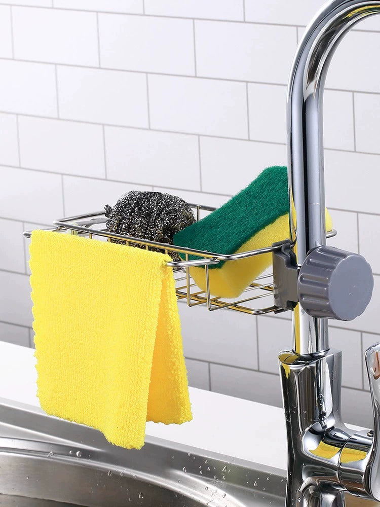 Stainless Steel For Home Sponge and Cloth Racks Hanging on a Faucet