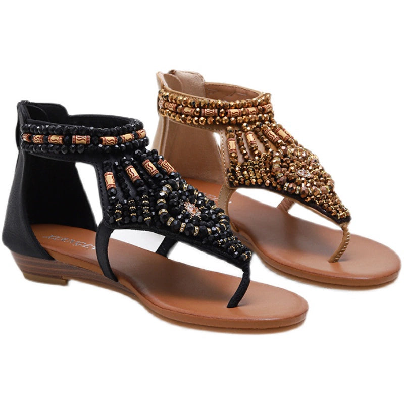 Ethnic Style Flip Toe Bohemian Beaded Retro Sandals