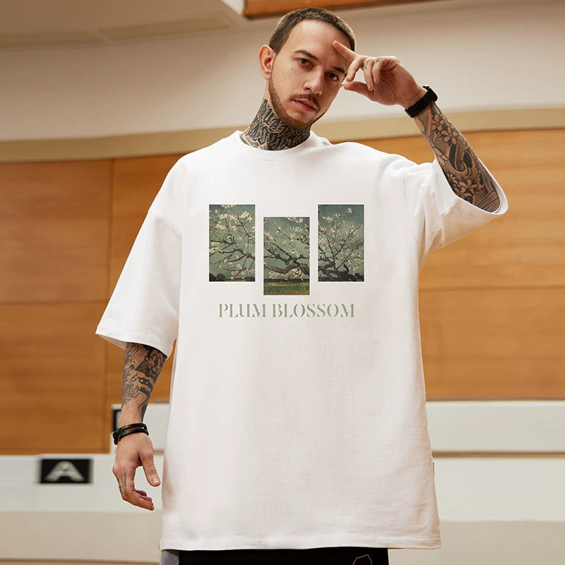 European and American Street Retro Idle Style Hip-hop Half Sleeve Ins Short sleeve Men's Fashion Brand Loose Trendy Fat Plus size Men's Clothing T-shirt