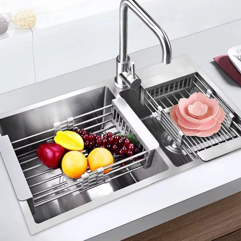 Dish Drainer Retractable Kitchen Storage Stainless Steel Sink