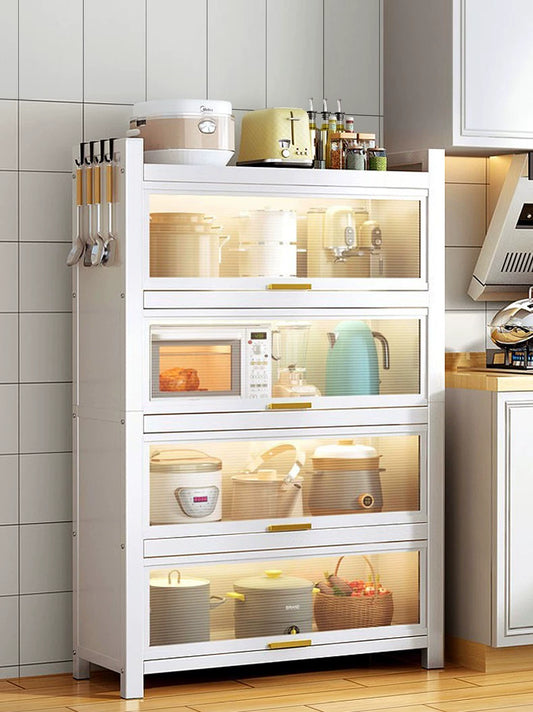 Kitchen Shelf with Cabinet Door Multi-Layer Oven Appliances