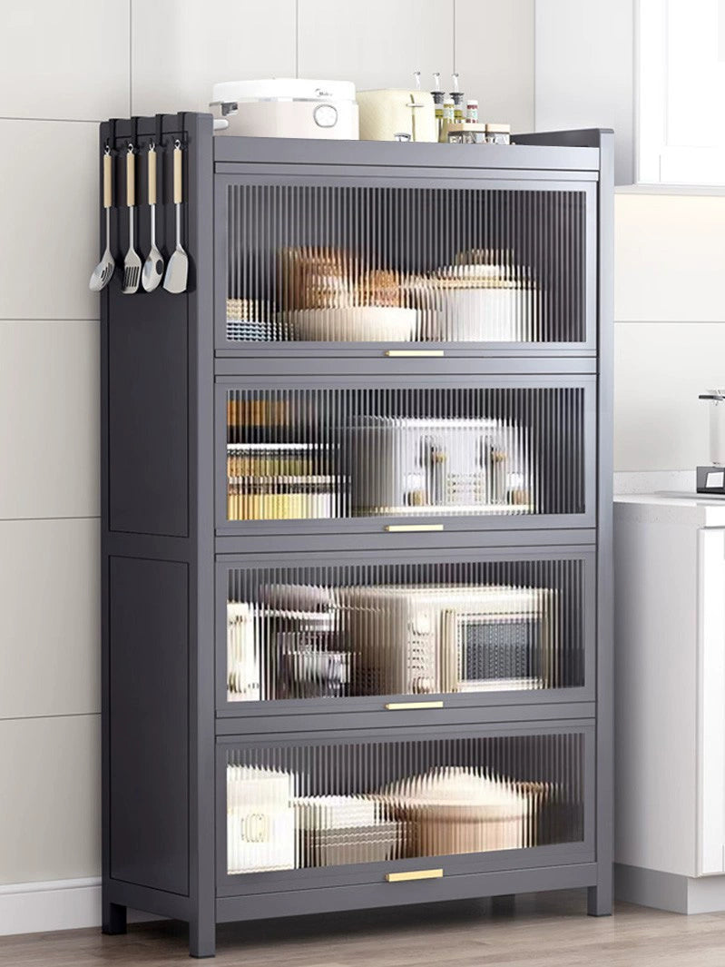 Kitchen Shelf with Cabinet Door Multi-Layer Oven Appliances