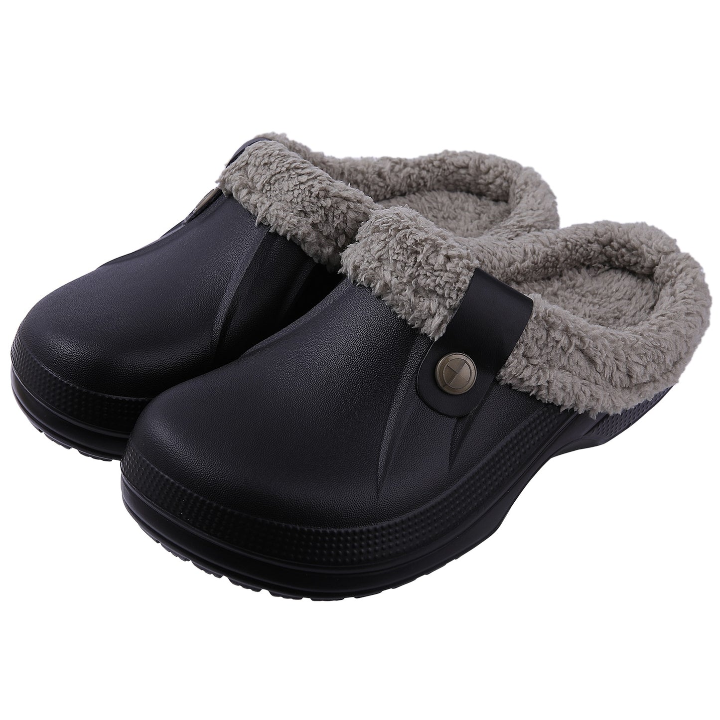 Comwarm Indoor Women Warm Slippers Garden Shoes Soft Waterproof EVA Plush Slippers Female Clogs Couples Home Bedroom Fuzzy Shoes