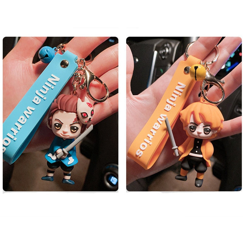 Anime Demon Slayer Figure Lanyards Anime Kamado Tanjirou Strap Holder Lanyard Nezuko Dolls Hanging Rope