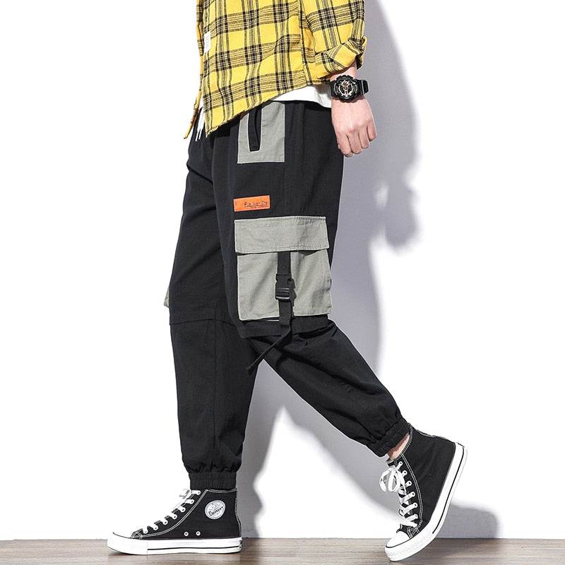 2023 Hip Hop Men Multi-pocket Elastic Waist Design Harem Pant Street Punk Hip Hop Casual Trousers Joggers Male Cargo Pants ABZ51