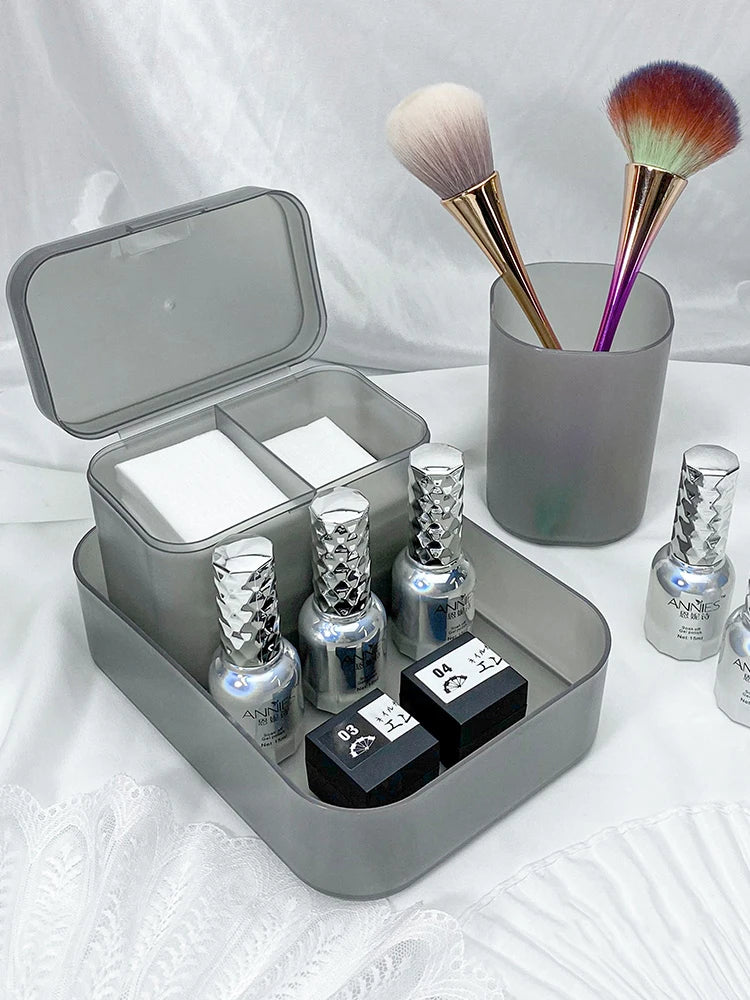 1 Set Manicure Nail Art Tools Storage Box Makeup Organizer Nail Polish Brush Lipstick Holder Tools Container Home Accessories