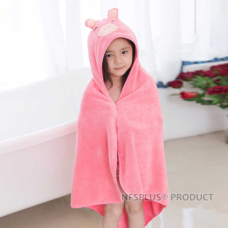 Velvet Baby Hooded Bath Towel for Kids Children Cute Rabbit Duck Beer Styles Poncho Bathrobe Bath Robe Travel Beach Towel