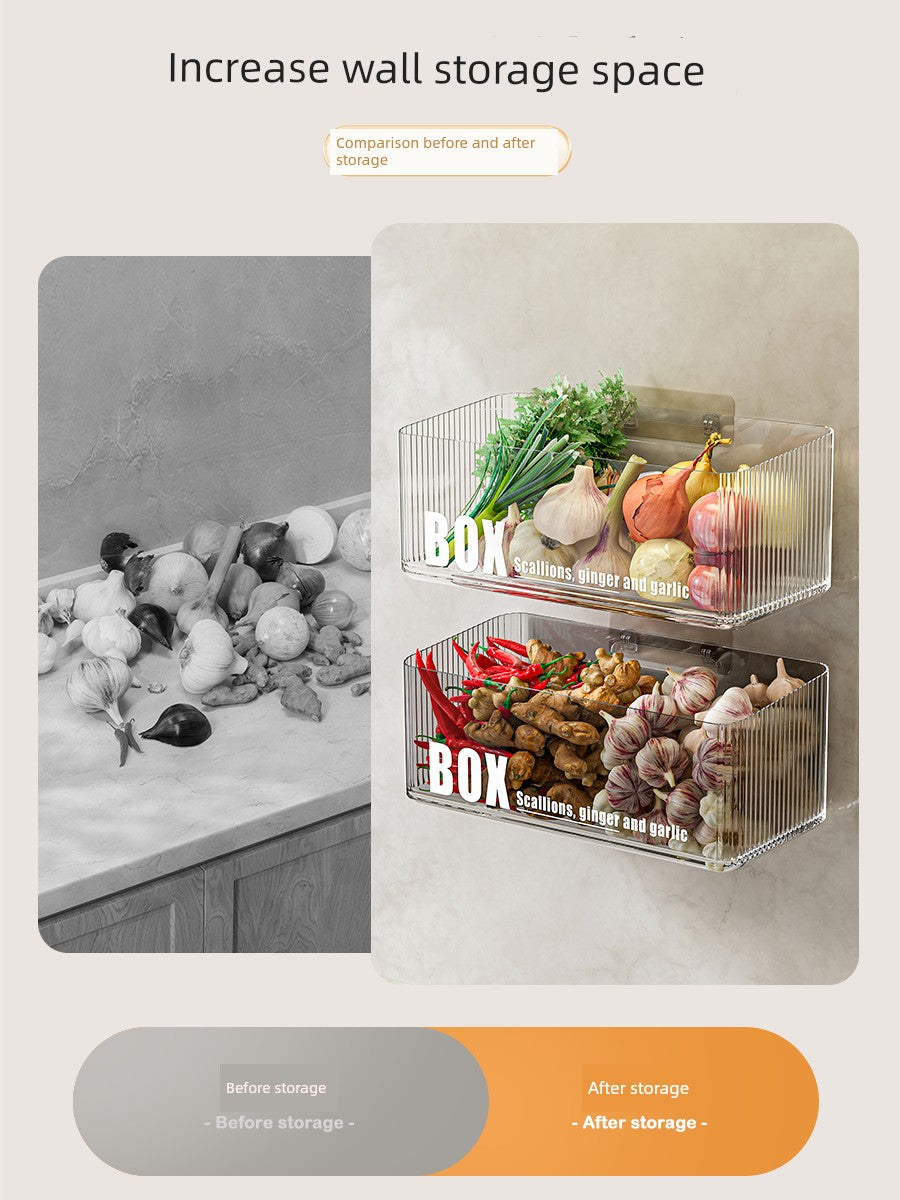 Multi-Functional Kitchen with Onion, Ginger and Garlic Storage Box on the Wall