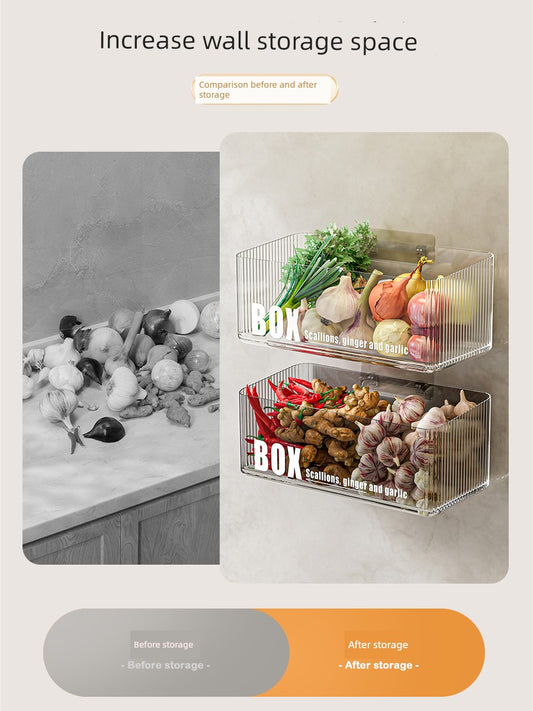 Multi-Functional Kitchen with Onion, Ginger and Garlic Storage Box on the Wall