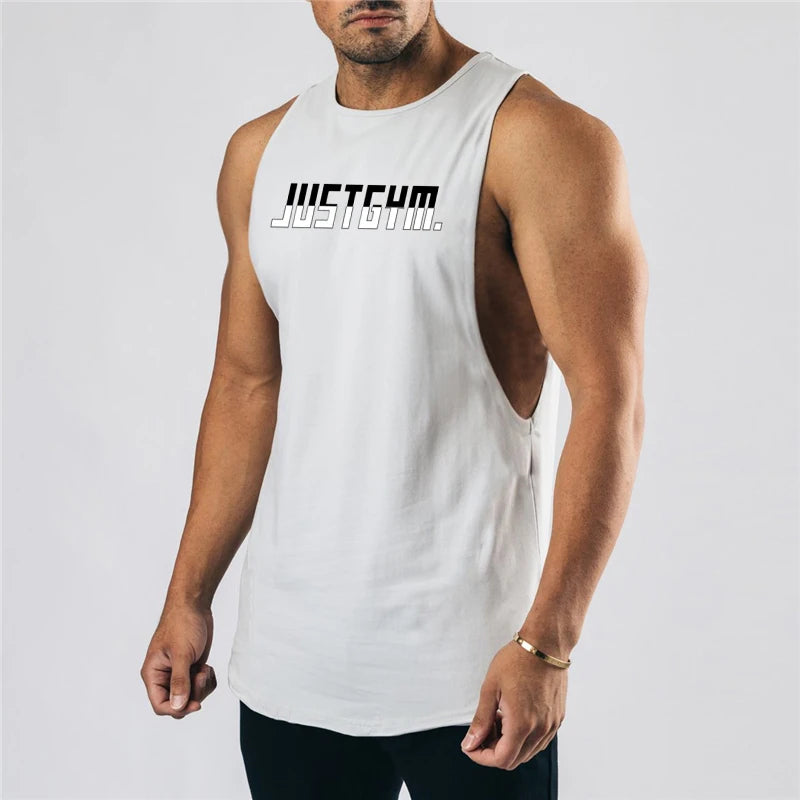 Gym Fitness Mens Bodybuilding Casual Vest Muscle Sleeveless Workout Tank Tops Summer Absorb Sweat Cotton Breathable Loose Shirt