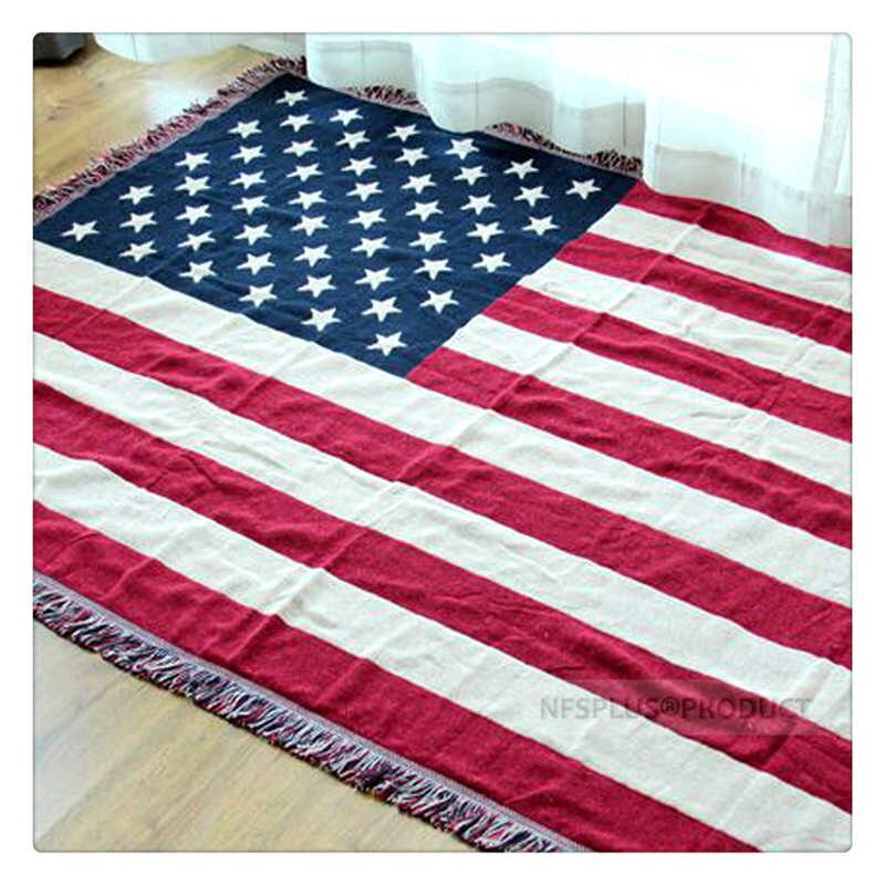 Knitted Luxury Throw Blanket For Sofa Bed Couch 130x180cm USA UK Flag Design Manta Bed Spread Carpet Table Cover Home Decoration