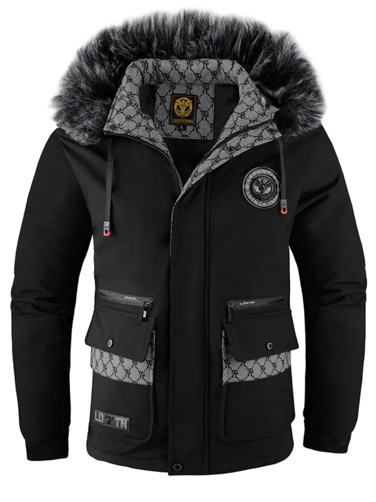 Winter jacket warm fleece thickened hooded jacket men's waterproof outdoor soft shell winter fashion leisure windbreaker