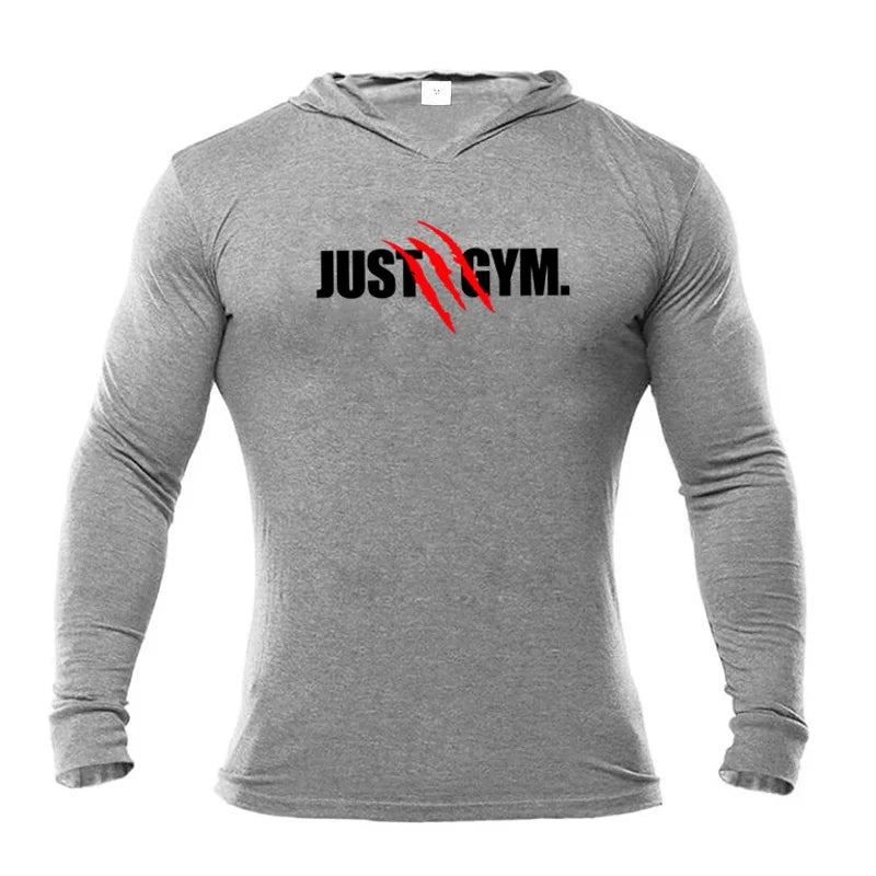 Autumn Slim Fit Hooded T Shirt Mens Cotton Gym T-shirt Men Sports Long Sleeve Shirt Spring Bodybuilding Tee Tops Fitness tshirt