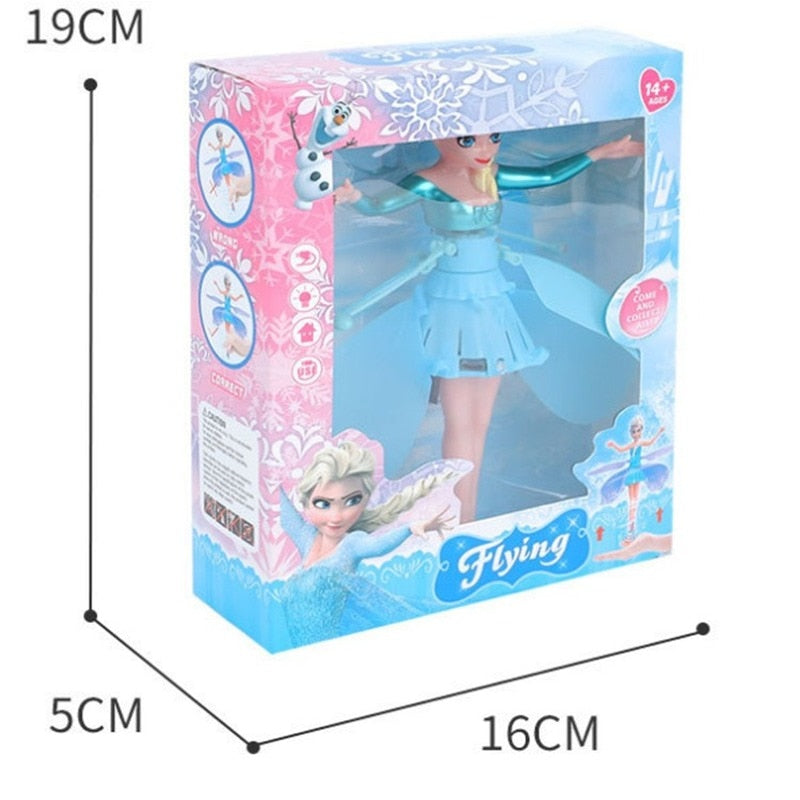 Original Frozen Princess Elsa Doll Little Flying Fairy Ice and Snow Sensor Aircraft Set Preferred Gift for Children Gift