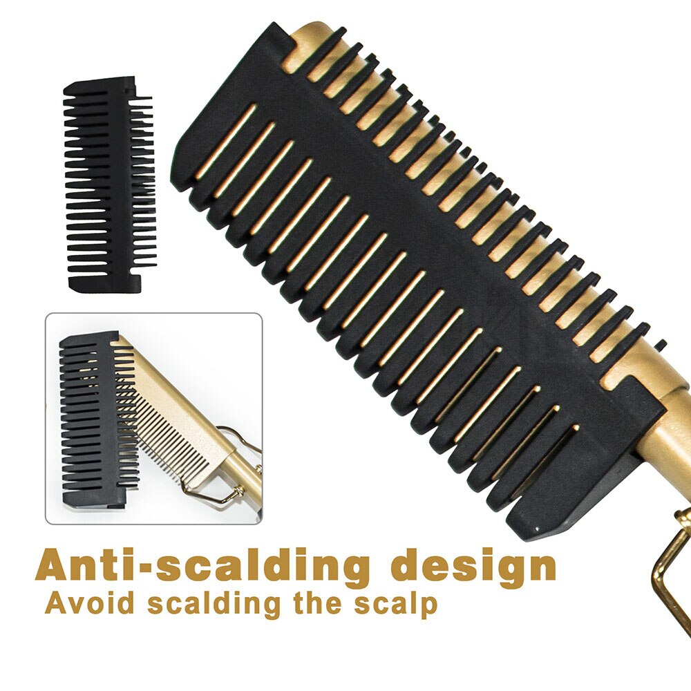 Hot Comb Straightener for Wigs and African Hair Flat Irons Fast Heating Straightening Brush Straight &amp; Curler Roller Styler Tool