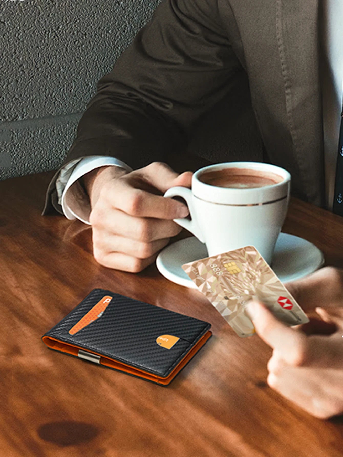 Minimalist men's RFID blocking multi-functional ultra-thin 12-card wallet, front pocket bi-fold solid color portable card holder