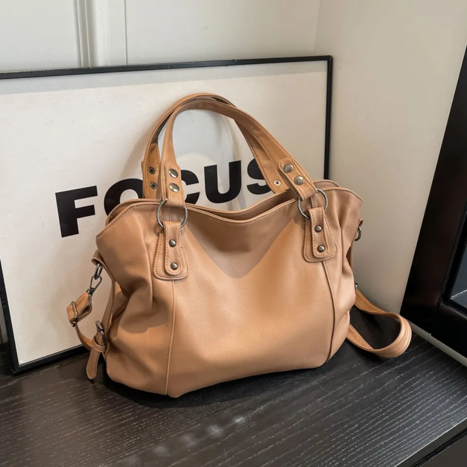 Female Hobo Handbag Large Capacity Shoulder Bags Big Stylsih Casual Tote Bag Ladies A4 Soft Leather Crossbody Bags Business Sac