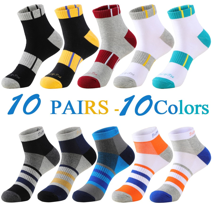 5 Pairs/Lot Mens Running Socks Casual Outdoor Sports Cotton Orange Red Stripes Compression Black 15 Styles Travel Hot Sale 2023