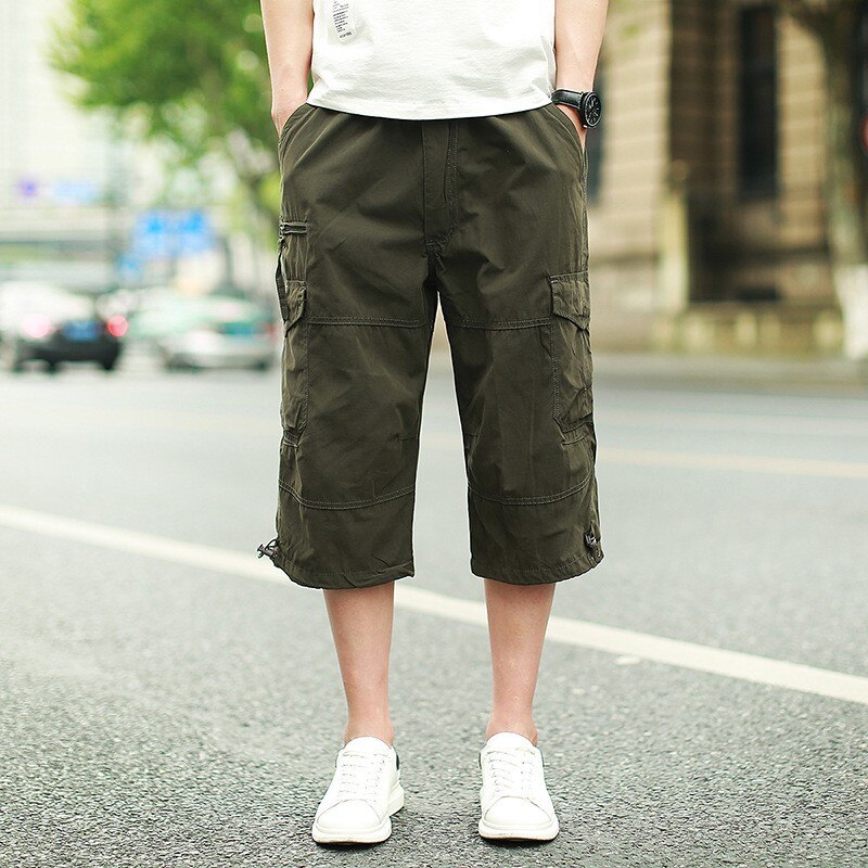 2022 Summer Cargo Shorts Men Cotton Casual Outdoor Loose Men's Shorts Multi Pocket Calf Length Pants Men Plus Size Dropshipping