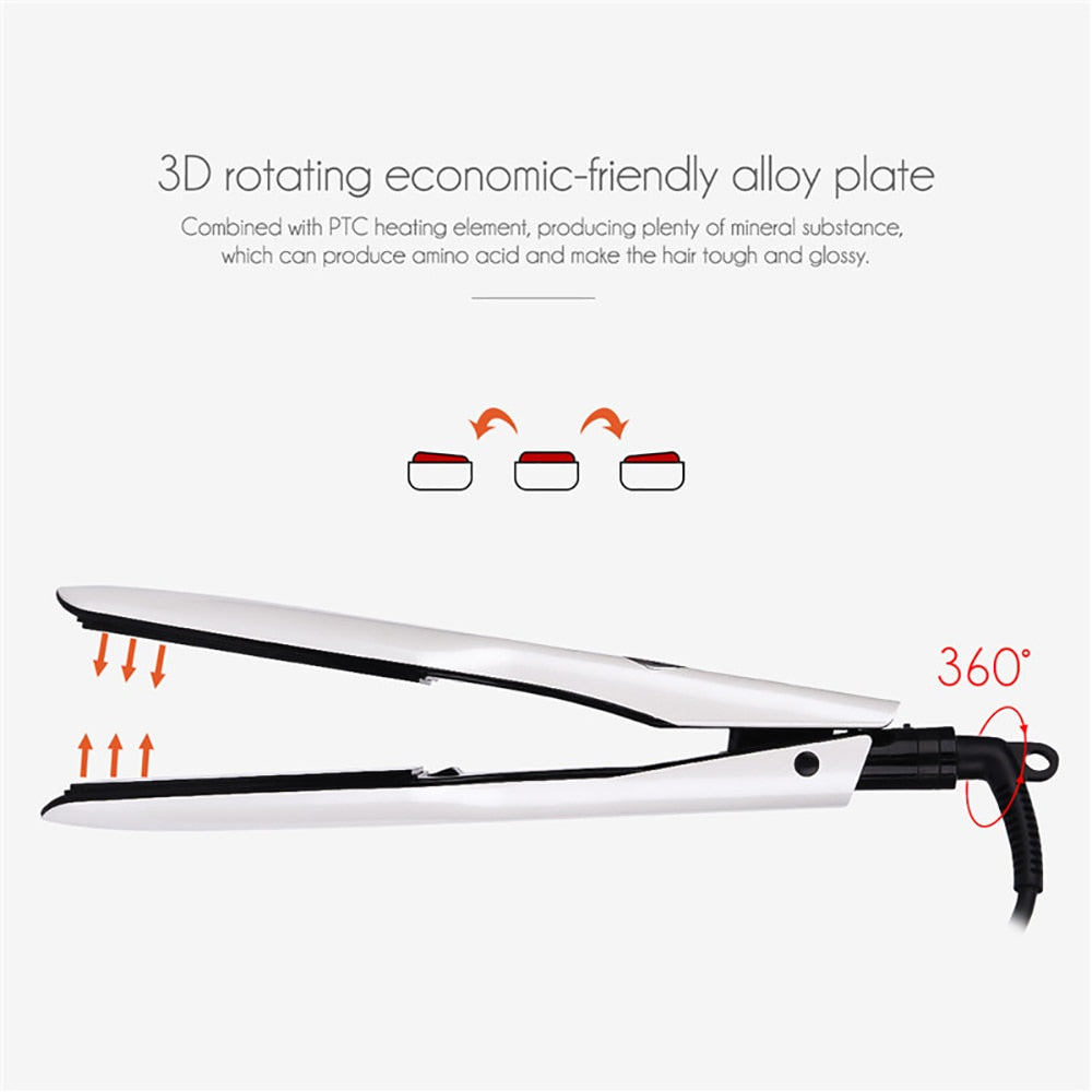 Professional Hair Straightener Multi-speed Adjustment PTC Fast Heating Flat Iron with Wide Plate and LED Screen Styling Tools