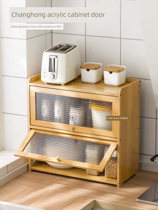 Multi-Functional Dish Rack Kitchen Storage Cabinet with Door