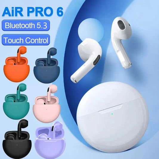 Original Air Pro 6 TWS Wireless Bluetooth Headset 5.3 Headphone Mini Earphone with Mic Charging Box for Xiaomi iPhone Earbuds