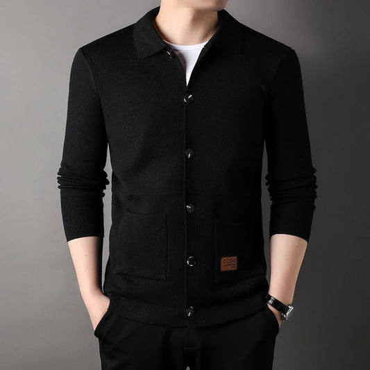 Single Breasted 2023 New Men's Thickened Cardigan Pocket Design Comfortable Lapel Casual Cardigan jacket