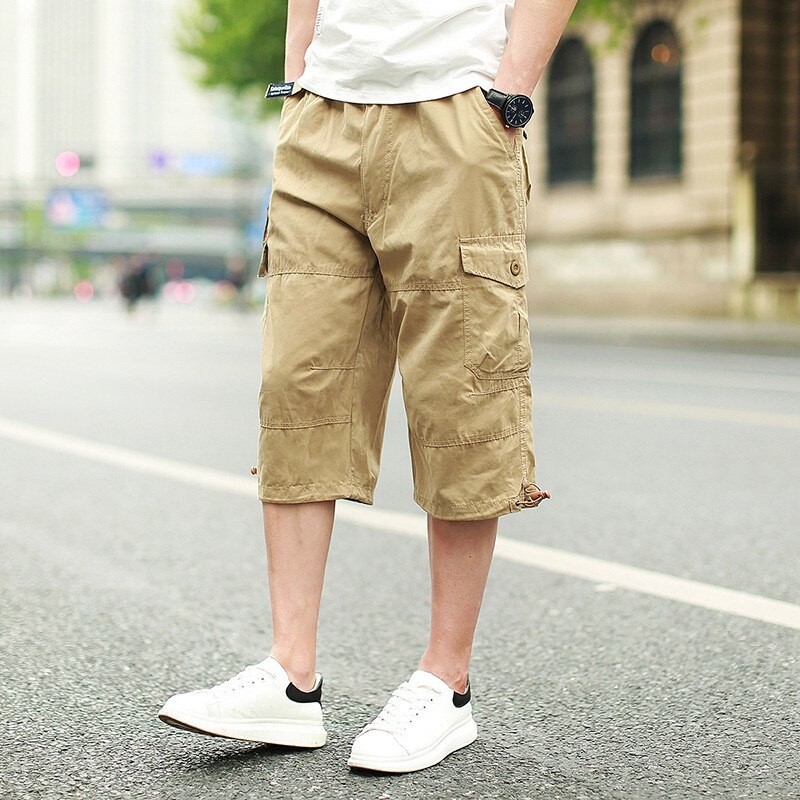 2022 Summer Cargo Shorts Men Cotton Casual Outdoor Loose Men's Shorts Multi Pocket Calf Length Pants Men Plus Size Dropshipping