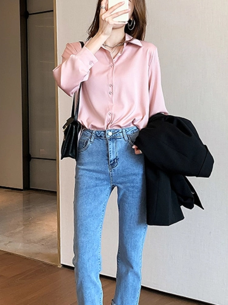 Fashion New Autumn Elegant Casual Women Blouses Vintage Office Lady Slim Formal Business Shirts Female Chic Tops Clothes