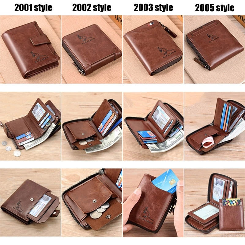 2021 Fashion Men's Coin Purse Wallet RFID Blocking Man Leather Wallet Zipper Business Card Holder ID Money Bag Wallet Male