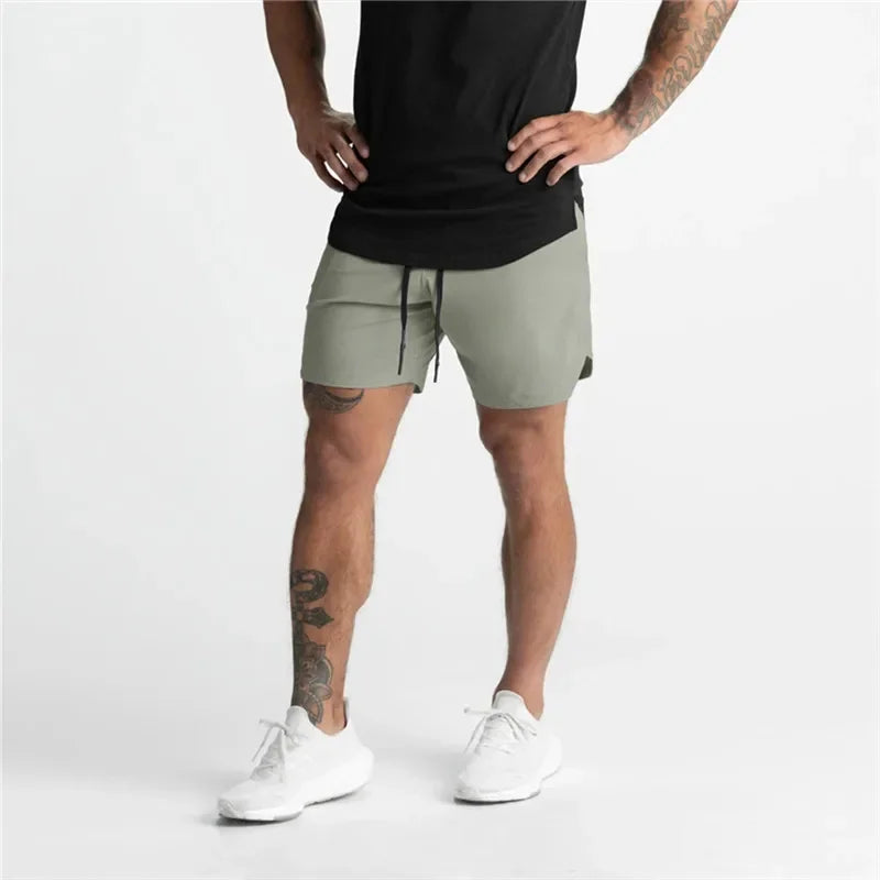Men Running Bodybuilding Shorts Man Summer Gyms Workout shorts Male Breathable Quick Dry Sportswear Jogger multi-pocket Shorts