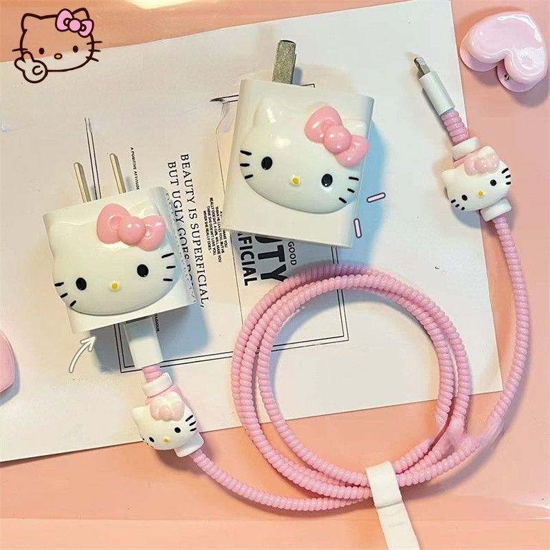 Hello Kitty Kawaii Data Cable Protection Rope Girl Charger Protective Case Headphone Winding Protection Rope Girl Gifts