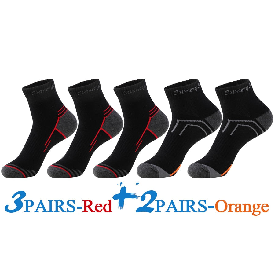 5 Pairs/Lot Mens Running Socks Casual Outdoor Sports Cotton Orange Red Stripes Compression Black 15 Styles Travel Hot Sale 2023