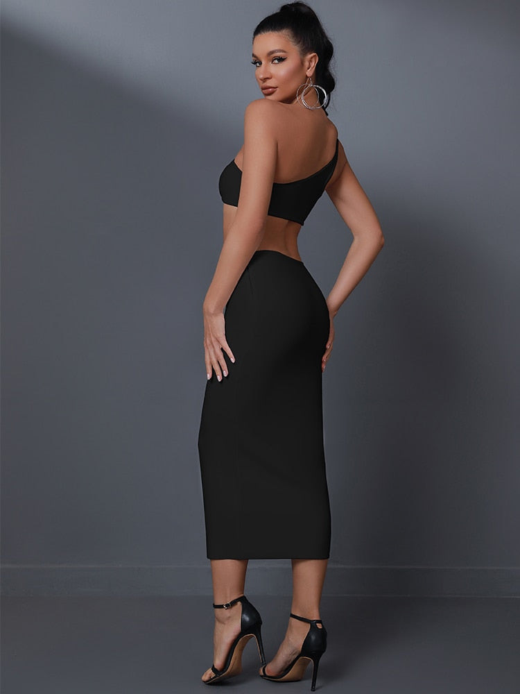 White Bandage Dress Women Midi Party Dress Bodycon Elegant Cut Out Sexy Backless Evening Birthday Club Outfits Summer 2023