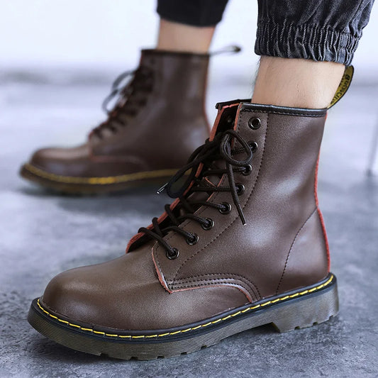 Winter Leather Men Ankle Boots Outdoor Casual Shoes Lightweight Designer Mens Warm Work Boots Classic Handmade Boots