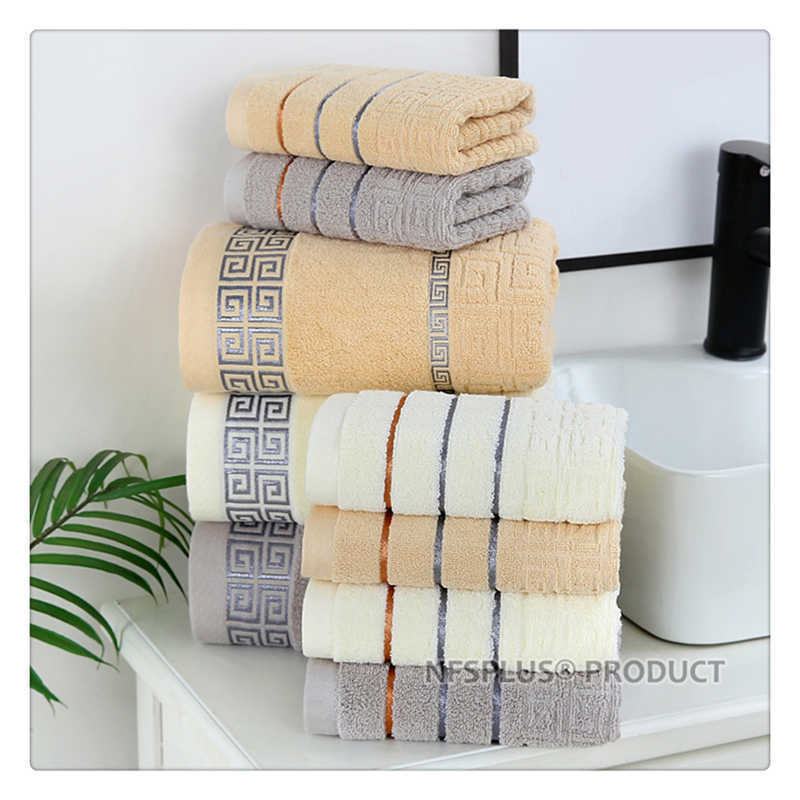 3 Pack Towel Set 100% Cotton 70x140cm Bath Towel and 2 Face Hand Towel Super Soft Absorbent Terry Washcloth For Adults